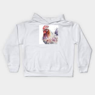 Water colour rooster Kids Hoodie